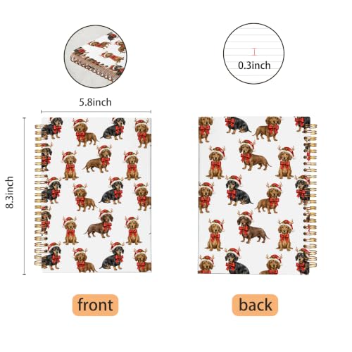 VNWEK Christmas Dachshund Spiral Notebook Journal 5.5x8.3 Inch - color: Christmas Dachshund