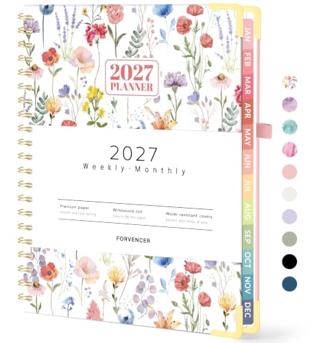 Forvencer 2027 Planner, Hardcover Calendar Planner Jan - Dec 2027, 8.5"x11" - color: Floral Style, size: 8.5"x11" (Jan 2027 - Dec 2027)