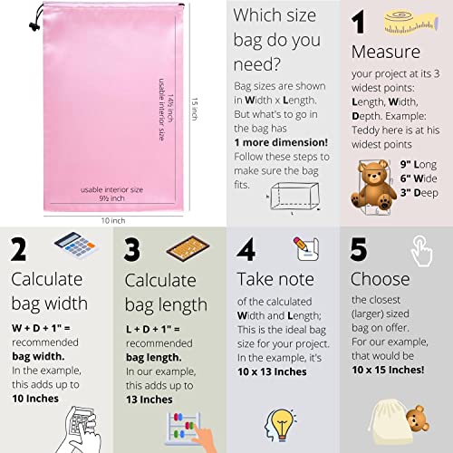 PALTERWEAR Satin Drawstring Bags with Toggle Closure (10x15 Inch, 12 Pack, Pink) for Delicate Items, Lingerie, Wigs, Shoes, Silk - color: Pink, size: 10 x 15 inches