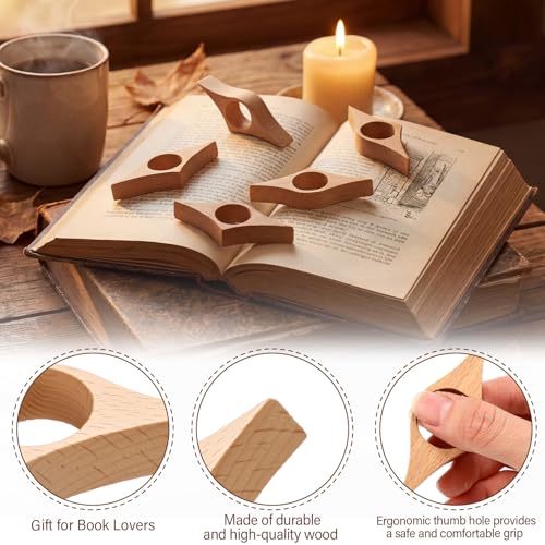 Resurhang 12 Pcs Wood Thumb Book Page Holder for DIY, Beech Wood, Grid - color: Beech Wood, size: Grid Style