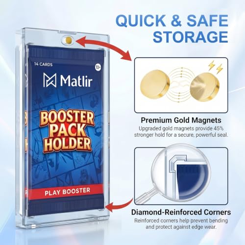 10-Pack Acrylic Booster Pack Protector, One Touch Card Holder with Magnetic Closure, UV-Resistant Clear Display Case for Unopened TCG Trading Cards, Scratch-Free Wrapped - size: 10PCS