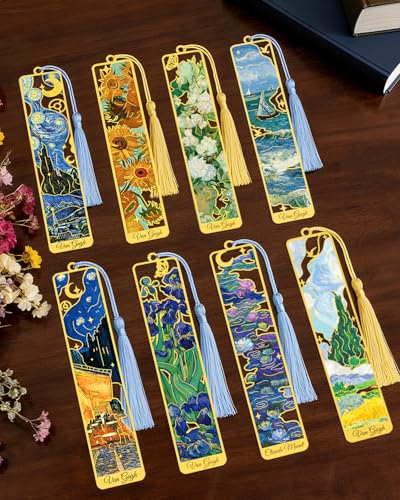 Metal Bookmarks with Tassel, Monet Oil Painting Theme Cute Book Markers for Reading Women, Book Lovers, Reading Accessories Gifts for Book Lovers - style: Paintings-8pcs