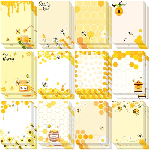 Gilprop 24 Pack Bee Sticky Notes 3x4 Inch, Honeybee Memo Pads, Bee - style: Bee