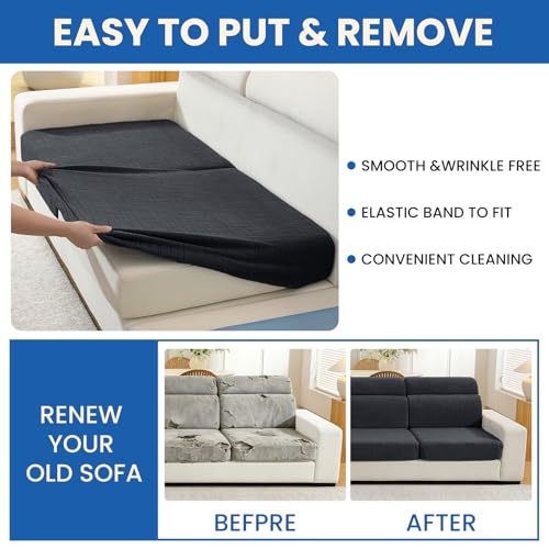 Super Stretch Sofa Cushion Covers (2 Piece, Charcoal Gray) - color: Charcoal Gray, size: 2 Cushion Loveseat