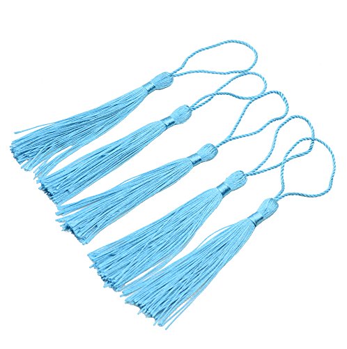 100Pcs 5 Inch Silky Bookmark Tassels for Jewelry, Souvenir(Blue) - color: Blue