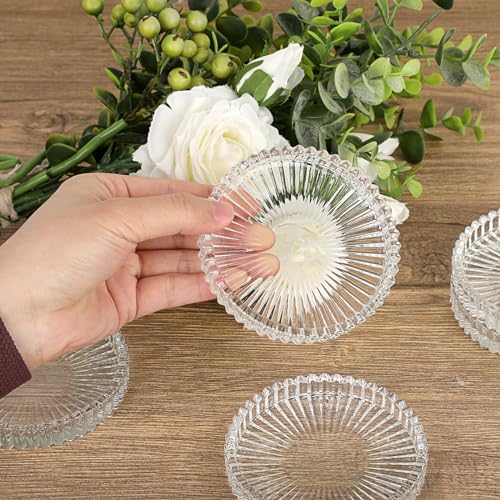 JUXYES Set of 5 Heat-Resistant Clear Glass Coaster for Hot and Cold Drinks - color: Clear, size: 5 Pack