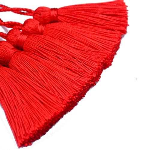 20Pcs 4.3 Inch Silky Mini Craft Tassels for Earrings, Souvenir(Red) - color: Red