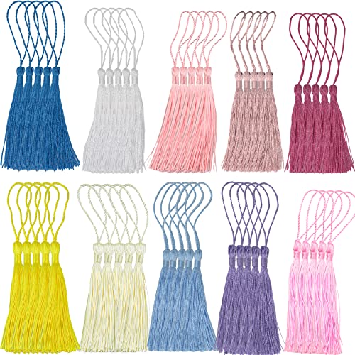 100Pcs 5 Inch Silky Bookmark Tassels for Jewelry, Souvenir(Mixed 1) - color: Mixed1