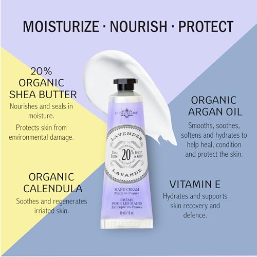 La Chatelaine Hand Cream Trio Tin, Mothers Day Gift Set, Natural Hand Lotion, Made in France with 20% Organic Shea Butter, Nourishing (Lavender, Lychee Bilberry & Lemon Verbena) 3 x 1 fl oz - style: Lavender Trio