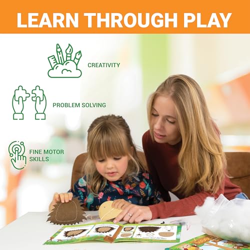 Craftorama Sewing Kit for Kids, Fun and Educational Animal Craft Set for Boys and Girls Age 7-12, Sew Your Own Felt Animals Craft Kit for Beginners, 165 Piece Set - color: Woodland Animals