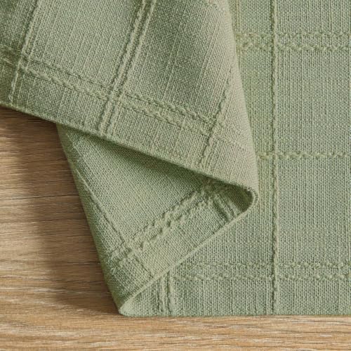 ZeeMart Linen Checked Farmhouse Placemats Set of 4, Sage Green 13x19in - color: Sage Green, size: Set of 4