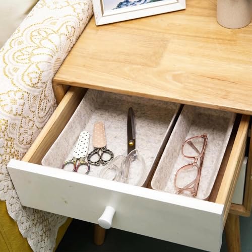 Felt Desk Drawer Organizer, 8pcs Shallow Storage Trays Bins, Office Accessories Box Inserts College Jewelry & Makeup Boxes Containers(Beige) - color: Beige