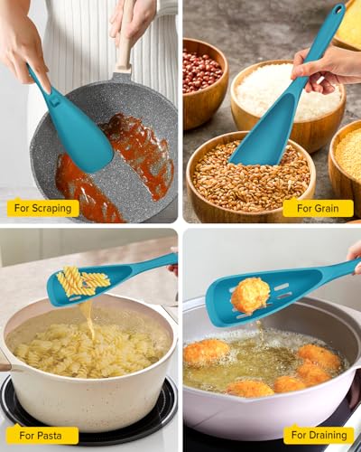 BUNDLEPRO Silicone Cooking Spoons for Nonstick Cookware, One-Piece, 2 Pack - color: Blue