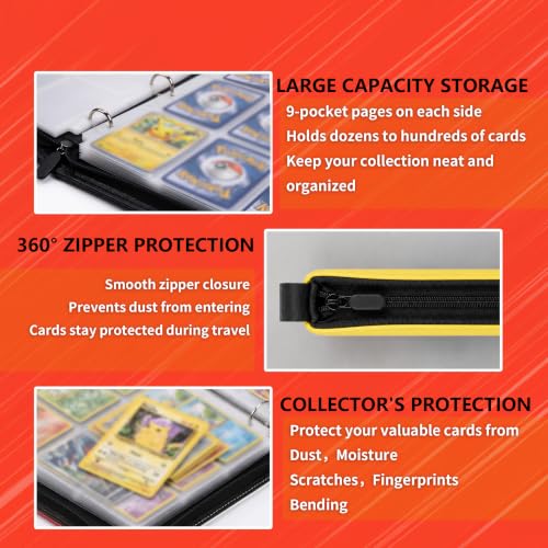 Card Binder, 9 Pocket 990 Card for Collectible Trading Card Albums - color: 990-YELLOW-1
