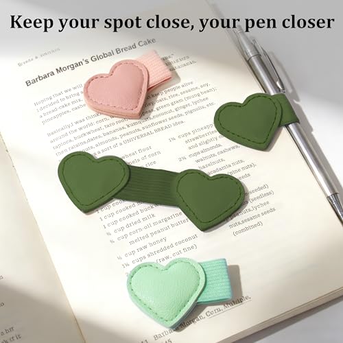 2Pcs Magnetic Leather Bookmarks with Pen Holder Gift Box, Heart-Shaped Magnetic Book Marks for Book Lover Readers Cute Leather Bookmark for Women Girls (Dark Green) - color: Dark Green