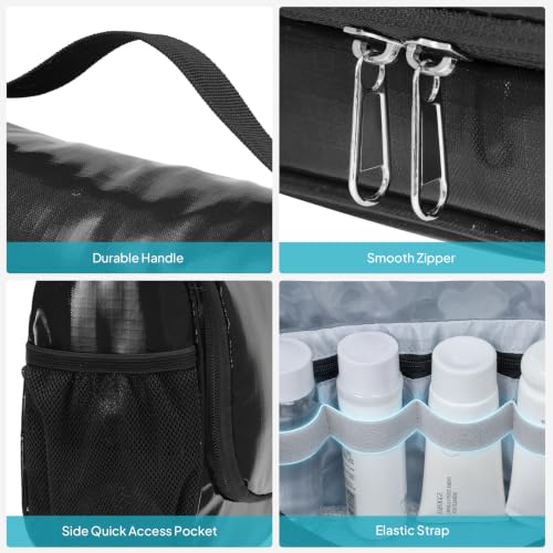 Travel Toiletry Bag for Women & Men, Waterproof Hanging Makeup Organizer - color: Black