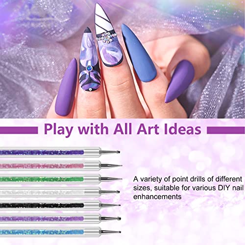 Artdone 9PC Nail Art Brushes Set double-ended, Liner Brush, Dotting Pen, Gel Polish Painting Tools For Nail Art Design - color: 9 PCS