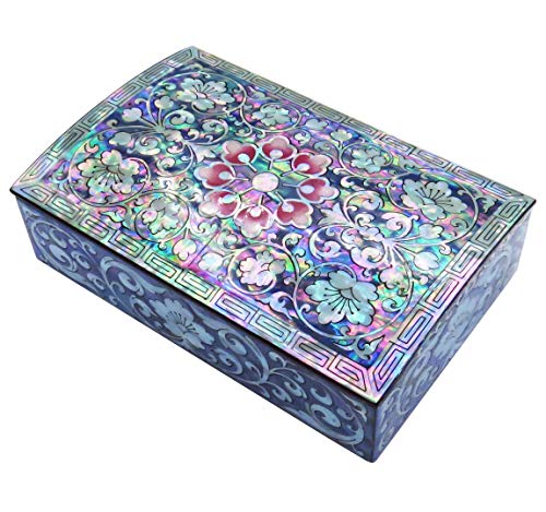 MADDesign Mother of Pearl Trinket Jewelry Box Keepsake Pink Floral
