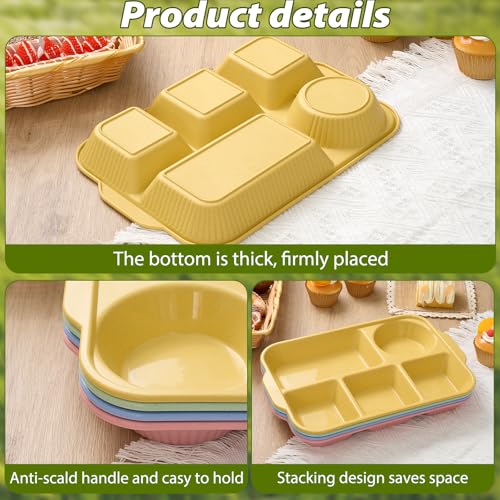 Pinkunn 8 Pcs 13'' Divided Plates for Adults Wheat Straw, Fresh - color: Fresh