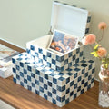 Chi An Home 12"x8" Decorative Capiz Boxes Keepsake Trunk, Navy Blue, Set 2