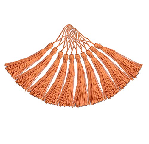 100Pcs 5 Inch Silky Bookmark Tassels for Jewelry, Souvenir(Dark Orange) - color: Dark Orange