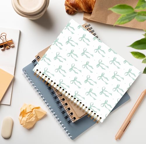 GDJIEGBC Preppy Sage Green Bow Notebook 5.5x8.3in - color: Color-D