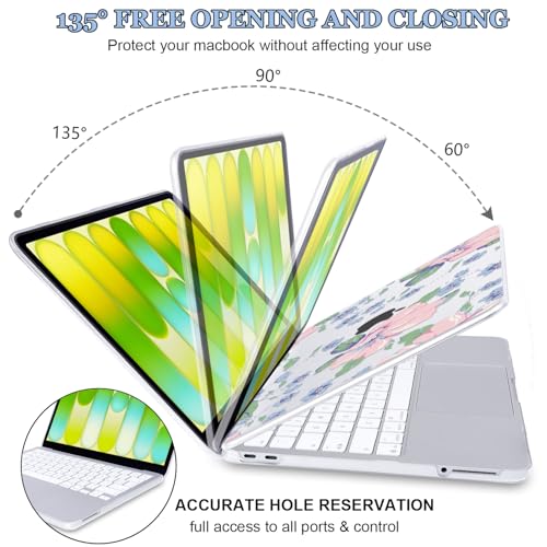 Pink Floral Clear Hard Case for MacBook Neo 13 inch A18 Pro A3404 - color: Pink Floral