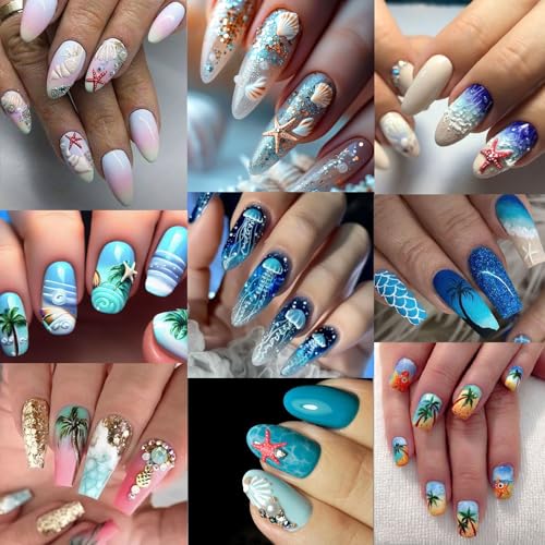 Beach Nail Stickers for Nail Art Shell Nail Decals for Women - color: Colorful-08