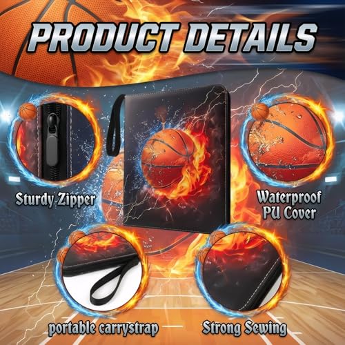 Card Binder 9 Pocket, Basketball, 900 Cards, PU Leather - color: Basketball