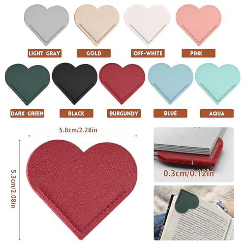 9 Pcs Leather Heart Bookmarks, Cute Heart Bookmarks for Women - size: 9 Pcs (Leather Heart)