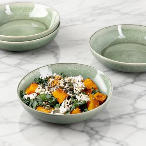 AmorArc 8.5’’ Ceramic Pasta Bowls Set of 6, 36oz Large Stoneware Bowls Set - color: Olive Green, size: Set of 6
