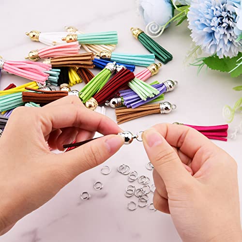 Hapeper 80 Pieces Leather Tassel Keychain Tassels Pendants Charm Tassel for DIY Crafts, Jewelry Making (2-1/6 Inch) - size: 2-1/6 Inch