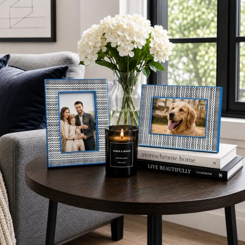 Handicrafts Home Resin Inlay Black & White Picture Frame Modern Decor, 6x4 - color: RHYTHM-WAVES, size: 4X6