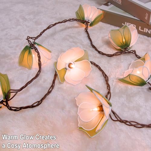 TWINKVILLA Decorative String Lights Plug in with 10 Bulbs, Flower Garland Fairy Lights Connectable Weatherproof Outdoor Indoor for Wedding Pergola Bedroom Porch Floral Home Decor (Green White) - color: Green White