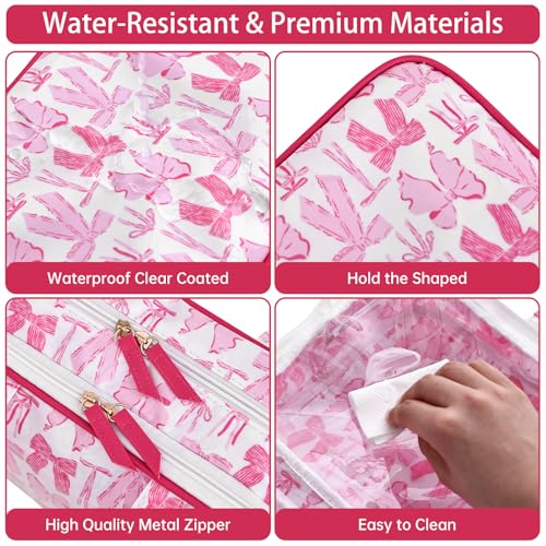 Toiletry Bag for Women, Pink Bow - color: Pink Bow