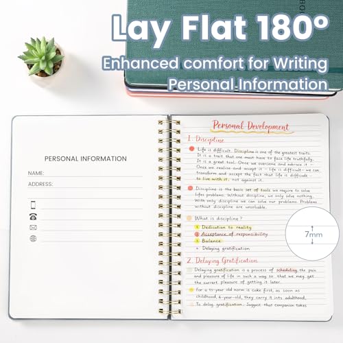 Spiral Notebook - 8.5 x 10.98 Inch Large Hard Cover Notebook with Elastic Band & Pocket, 180 Pages, Lay Flat Wirebound Journal for Work, School, Planning & Note Taking ReefBlue - color: 001-Reef Blue-1pack, size: A4-180 pages