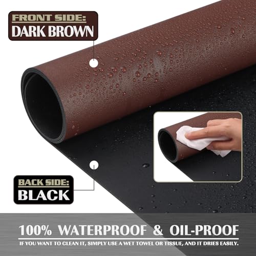K KNODEL Extra Large Desk Mat, Leather Mouse Pad (47.2"x17", Dark Brown) - color: Dark Brown, size: 47.2" x 17"