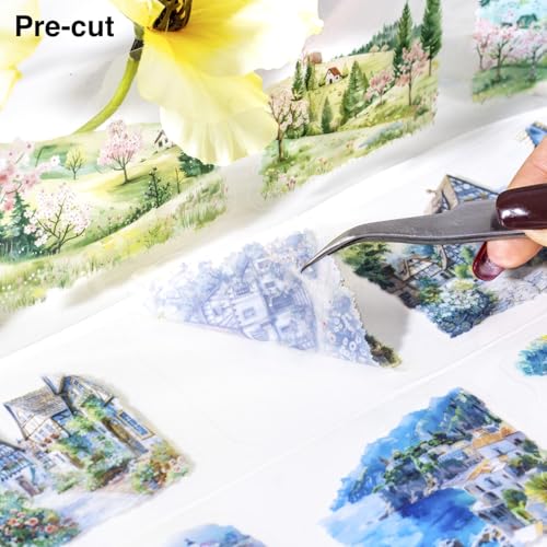 6 Rolls Four Seasons Landscape PET Tape for Scrapbook Journaling - style: Four Seasons