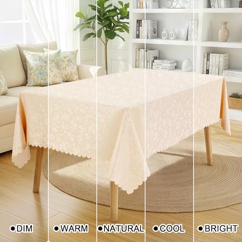 Smiry Square Waterproof Heavy Duty Vinyl Tablecloths, 54 x 54 Inch - color: Beige, size: 54" x 54" (Square)