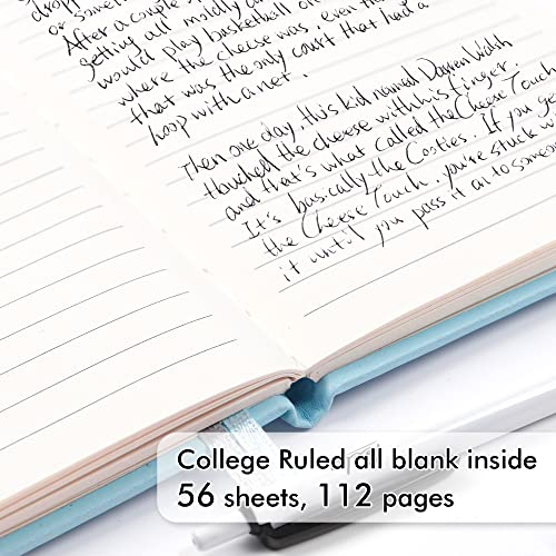 feela 6 Pack Pocket Small Notebooks Bulk, Mini Cute Memo Notepads Hardcover College Ruled Lined Journals with Pen Holder for Women Girls Office School, with 6 Black Pens, 3.5”x 5.5”, A6, Sky Blue - color: 6 Sky Blue