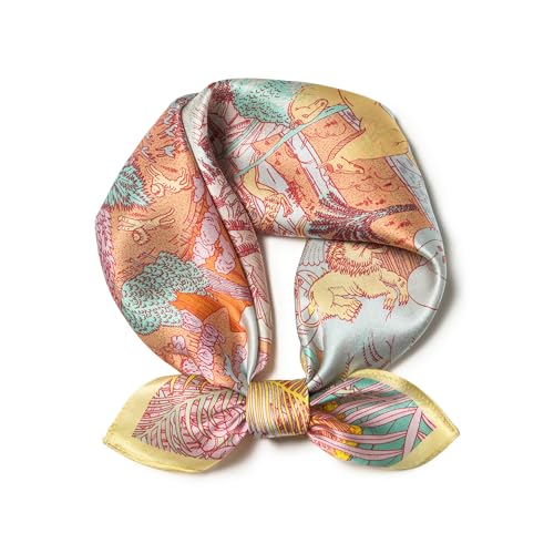 100% Mulberry Silk Scarf - 21" Square Lightweight Neckerchief, Gift Packed - color: Yellow