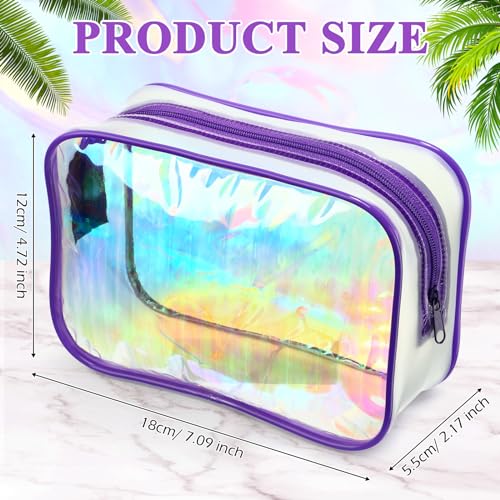 Weewooday 12 Pcs Clear Cosmetic Bags PVC Zipper,Medium,Dazzling - color: Dazzling, size: Medium
