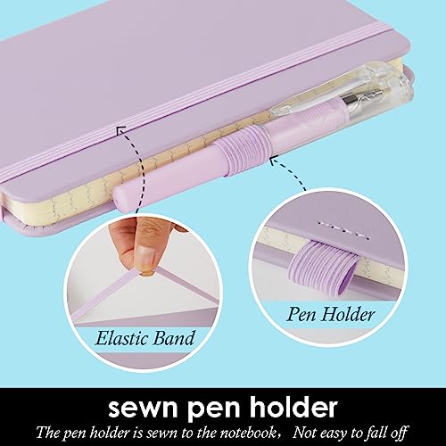 NIRMIRO Purple Small Notebook Journal with Pen Mini Leather Journal for Women Note Book College Ruled Small Note Pad Pocket Size for Work Note Taking Organization - color: 3 Purple, size: A6