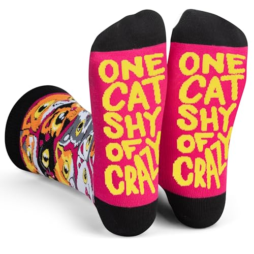 Lavley Women's Funny Socks Cute Novelty Gift for Women & Teens - color: One Cat Shy of Crazy