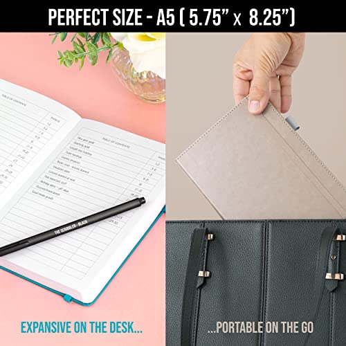 Lined Journal Notebook for writing + Free Pen! Ruled 200 pages, 120gsm Thick Paper with Sticky Notes,pen loop, elastic band, leather hard cover | Scribbles That Matter A5 journals, (5.75 x 8.2) - color: Taupe