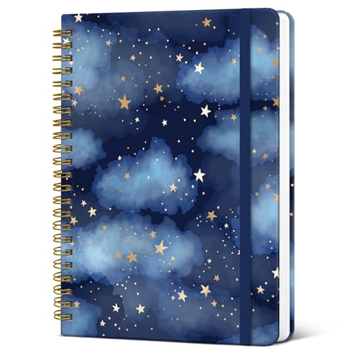 Taja Spiral Lined Journal for Women, Pretty Hardcover Journal Notebook, A5 - color: L-Starry Night