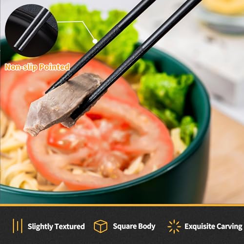 12 Pairs Fiberglass Chopsticks Reusable Chop Sticks Black Chopstick Dishwasher Safe Japanese