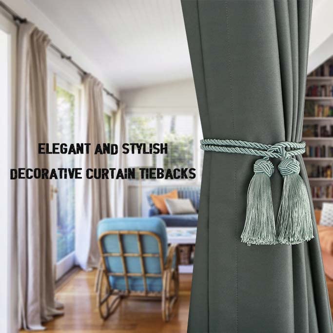 BEL AVENIR 2 Pack Handmade Rope Tassel Curtain Tiebacks - color: Light Blue, size: 2 Pack