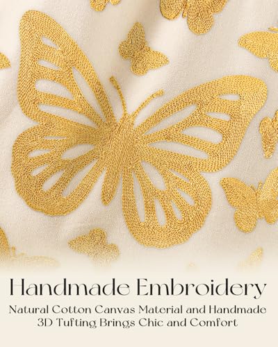 Miss Adola Embroidery Canvas Tote Bag with Pocket & Buckle - color: Butterfly