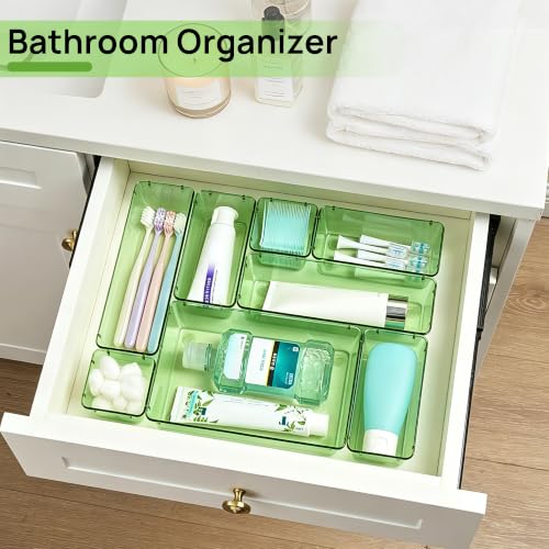 Vtopmart 25 Pack Plastic Drawer Organizers with Anti-slip Rubber Pads - color: Clear Green